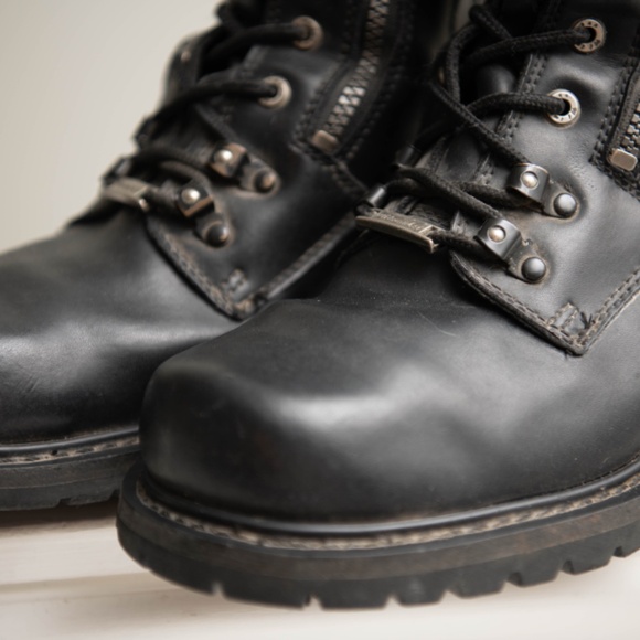 Milwaukee Motorcycle Boots Men's 10 Black Leather Freedom Flex Trooper Lace Up - Picture 3 of 10